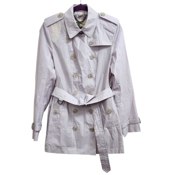 Burberry Coat - Sandringham Short Trench color light lavender Size 8 - Picture 2 of 16